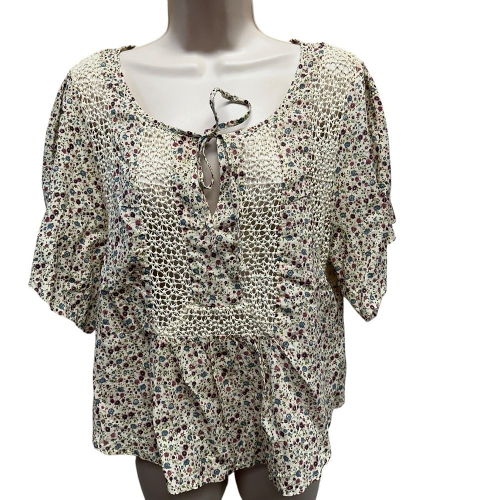 Denim & Supply Ralph Lauren ditzy floral & lace boho blouse top women’s small